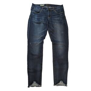 KUT From The Kloth Connie Ankle Skinny Jeans Dark Wash Distressed Raw Hem Size 6
